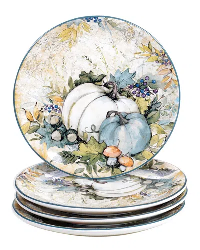 Certified International Harvest Gatherings Set Of 4 Dessert Plates In Blue