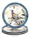 Certified International Harvest Gatherings Set Of 4 Dinner Plates In Blue