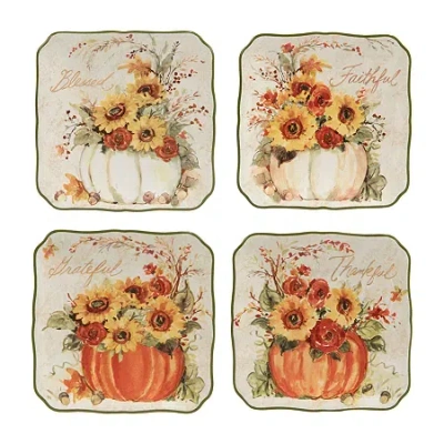 Certified International Harvest Morning 4-pc. Earthenware Appetizer Plate In Multi