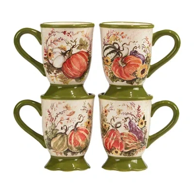 Certified International Harvest Morning 4-pc. Holiday Coffee Mug In Sand