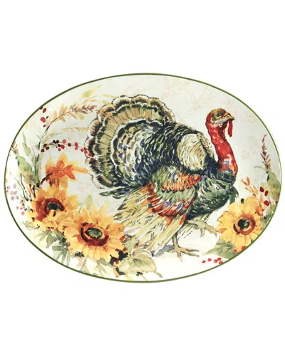Certified International Harvest Morning Oval Turkey Platter In Multi