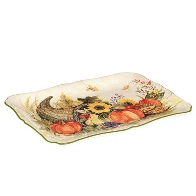 Certified International Harvest Morning Rectangular Platter In Multicolored