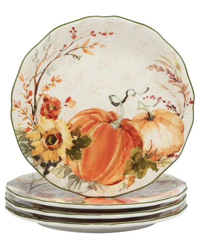 Certified International Harvest Morning Set Of 4 Dinner Plates In Multi