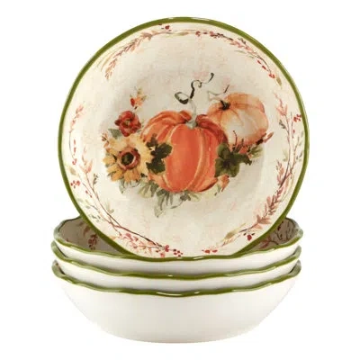 Certified International Harvest Morning Set Of 4 Soup Bowls In Multicolored