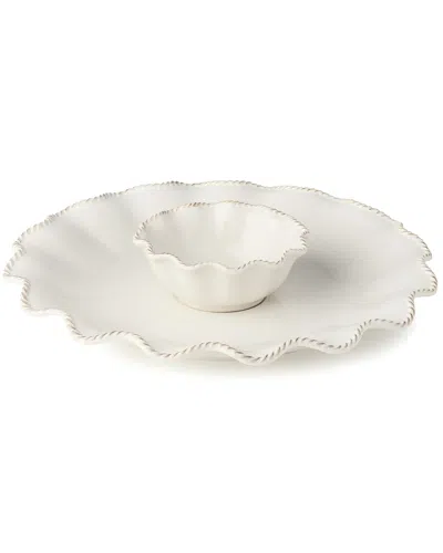 Certified International Heritage 2pc Chip & Dip With Bowl In White