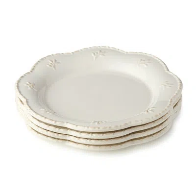 Certified International Heritage Beads 11-inch Stoneware Dinner Plates – Elegant Scalloped Rim Plates With Embossed Beading, In Cream