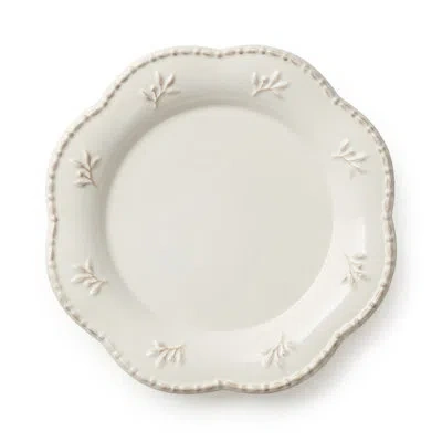 Certified International Heritage Beads 9-inch Stoneware Salad Plates – Set Of 4 Elegant Scalloped Edge Plates With Embossed  In Cream
