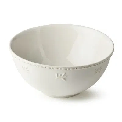 Certified International Heritage Large Mixing Bowl 10.75" – Classic Ivory Stoneware Bowl With Embossed Leaf Motif & Beaded R In Cream