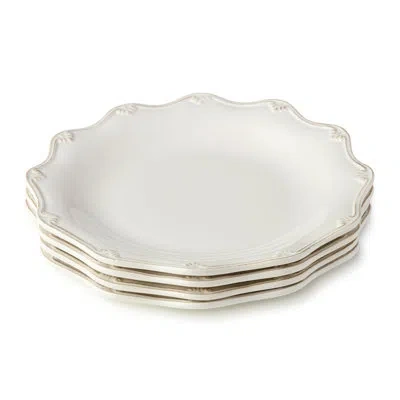 Certified International Heritage Scroll 11-inch Dinner Plates, Set Of 4 – Elegant Stoneware With Sculpted Scrollwork & Scall In Cream