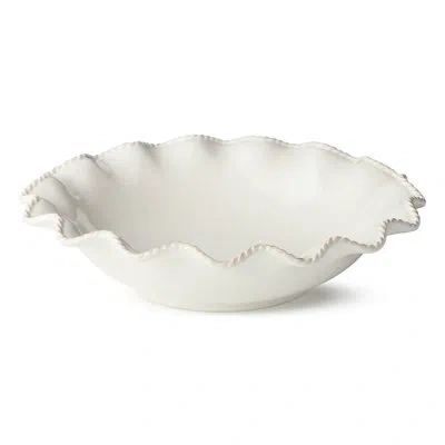 Certified International Heritage Scroll 13" Stoneware Serving Bowl – Elegant 80 oz Ivory Bowl With Embossed Scalloped Rim –  In Cream