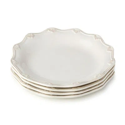 Certified International Heritage Scroll 9-inch Salad Plates, Set Of 4 – Elegant Ivory Stoneware With Sculpted Scroll Design  In Cream