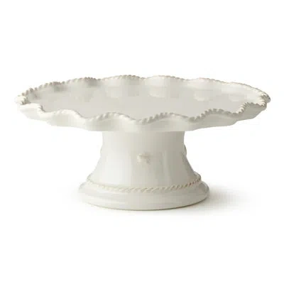 Certified International Heritage Scroll Footed Cake Plate – Elegant 11.5" X 4.75" Ivory Stoneware Pedestal Stand With Sculpt In Cream
