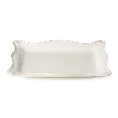 Certified International Heritage Scroll Rectangular Platter – Elegant 14" X 10" Stoneware Serving Tray With Sculpted Edges – In Cream