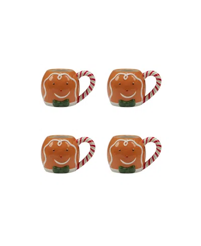 Certified International Holiday Magic Gingerbread 4 Piece 3d Mug Set In Burgundy