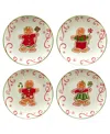 Certified International Holiday Magic Gingerbread 4 Piece Dessert Plate Set In Red,white