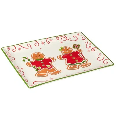 Certified International Holiday Magic Gingerbread  Rectangular Platter 14in X 10in In Red;orange