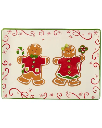 Certified International Holiday Magic Gingerbread Rectangular Platter In White