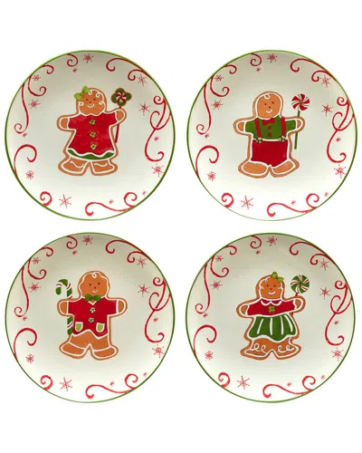 Certified International Holiday Magic Gingerbread Set Of 4 Dessert Plates In White