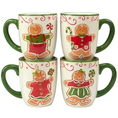 Certified International Holiday Magic Gingerbread Set Of 4 Mug In Multicolor