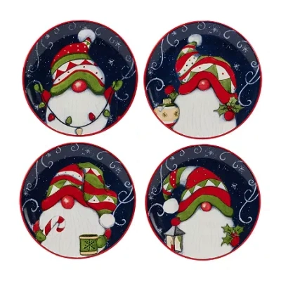 Certified International Holiday Magic Gnome 4-pc. Canape Plate In Multi