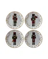 Certified International Holiday Magic Nutcracker 4 Piece Dessert Plate Set In White,red,gold-tone