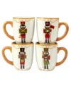 Certified International Holiday Magic Nutcracker Set Of 4 Mugs In White,red,gold-tone