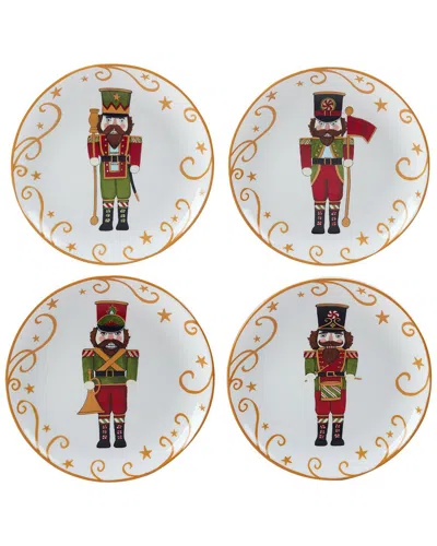 Certified International Holiday Magic Nutcracker Set Of 4 Dessert Plates In White