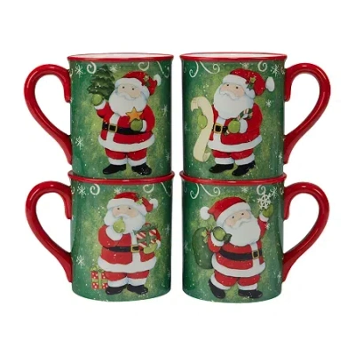 Certified International Holiday Magic Santa 4-pc. Mug Set In Multi
