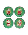 Certified International Holiday Magic Santa 4 Piece Dessert Plate Set In Green,red