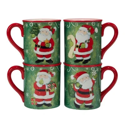 Certified International Holiday Magic Santa Set Of 4 Mug In Multicolored