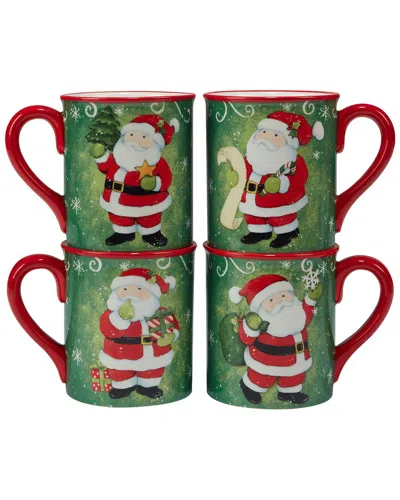 Certified International Holiday Magic Santa Set Of 4 Mugs In Multi