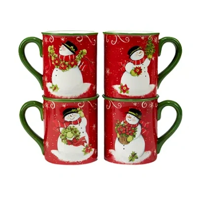 Certified International Holiday Magic Snowman 4-pc. Mug Set In Multi