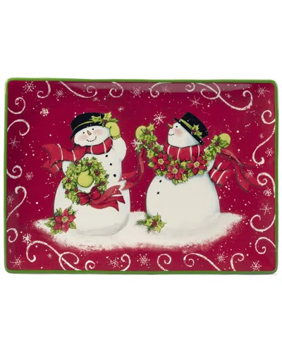 Certified International Holiday Magic Snowman Rectangular Platter In Multi