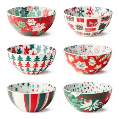 Certified International Holiday Spruce Set Of 6 All Purpose Bowls In Multi