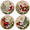 Certified International Holiday Wishes Set Of 4 Dessert Plate In Beige,red,green