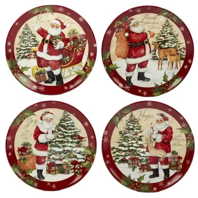 Certified International Holiday Wishes 4 Piece Dinner Plate Set In No