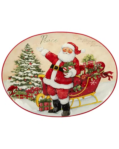 Certified International Holiday Wishes Oval Platter In Multi