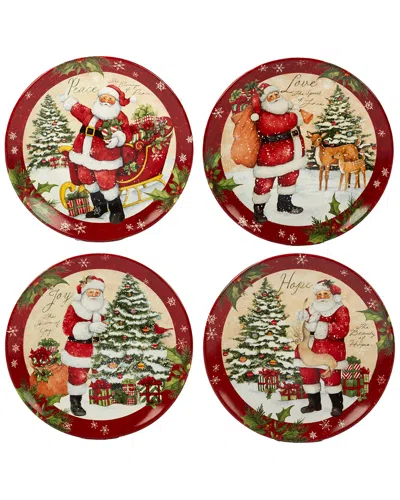 Certified International Holiday Wishes Set Of 4 Dinner Plate In Multi