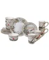 Certified International Holly And Ivy 16pc Dinnerware Set In White,green