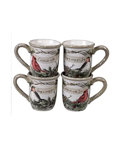 Certified International Holly And Ivy 4-pc. Mug In White,green