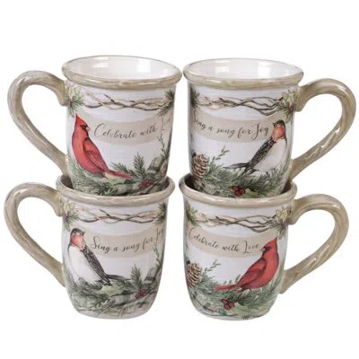 Certified International Holly And Ivy Set/4 Mug 18 oz In Green;gray;red