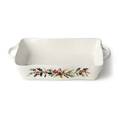 Certified International Holly And Vines 14" Baking Dish In White