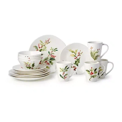 Certified International Holly And Vines 16-pc. Stoneware Dinnerware Set In White
