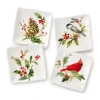 Certified International Holly And Vines 4-pc. Stoneware Appetizer Plate In White