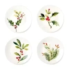 Certified International Holly And Vines 4-pc. Stoneware Dessert Plate In White