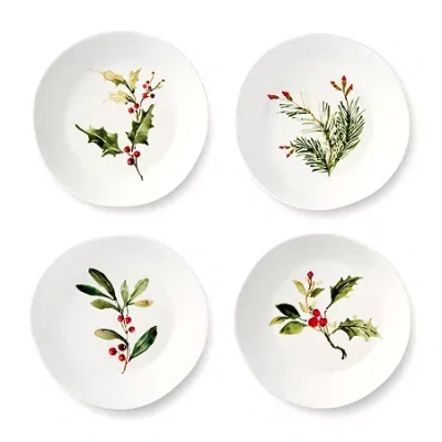 Certified International Holly And Vines 4-pc. Stoneware Pasta Bowl In White