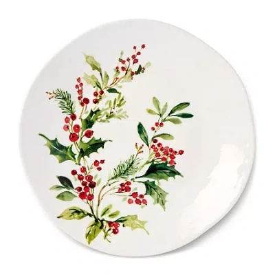 Certified International Holly And Vines 4-pc. Stoneware Dinner Plate In White