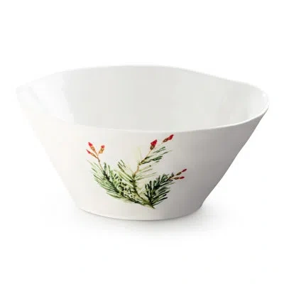Certified International Holly And Vines Christmas Deep Bowl – Stoneware Holiday Serving Bowl With Artist-designed Holly Art, In Brown;white;green;red