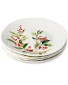 Certified International Holly & Vines Set Of 4 Dinner Plates In Multi