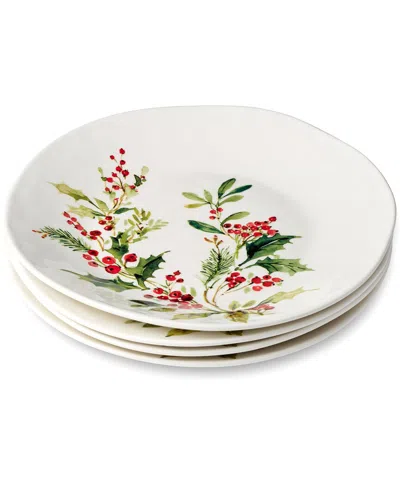 Certified International Holly & Vines Set Of 4 Dinner Plates In Multi